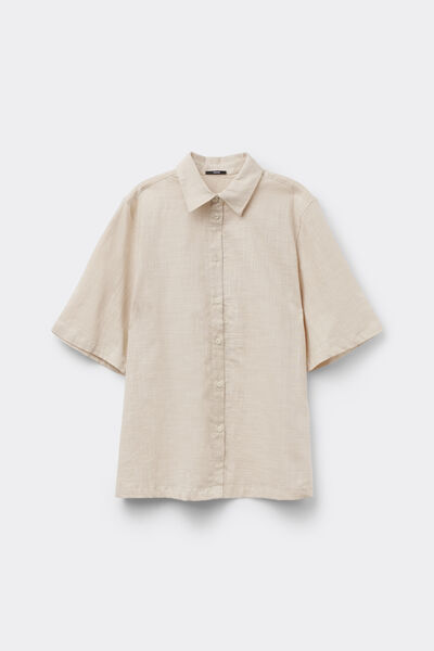 Camicia Mezza Manica 100% Cotone Effetto Lino