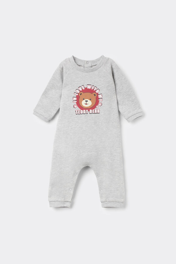 Baby Heavy Cotton Fleece Playsuit with Long Sleeves  