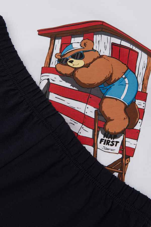 Boys&rsquo; Bear Print Short Cotton Pyjamas  