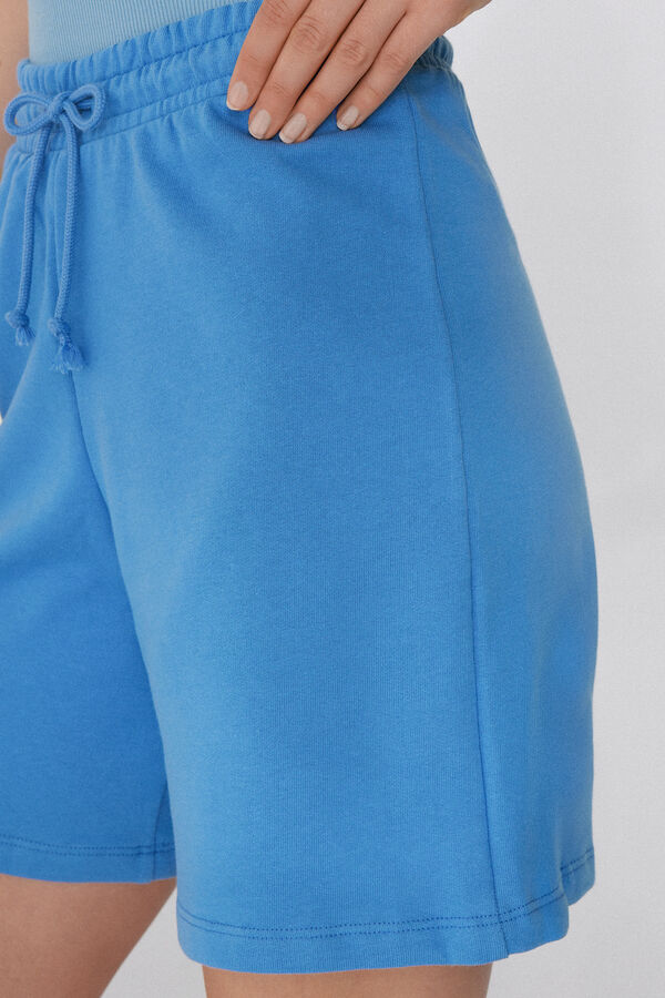 Cotton Fleece Bermuda Shorts with Drawstring  