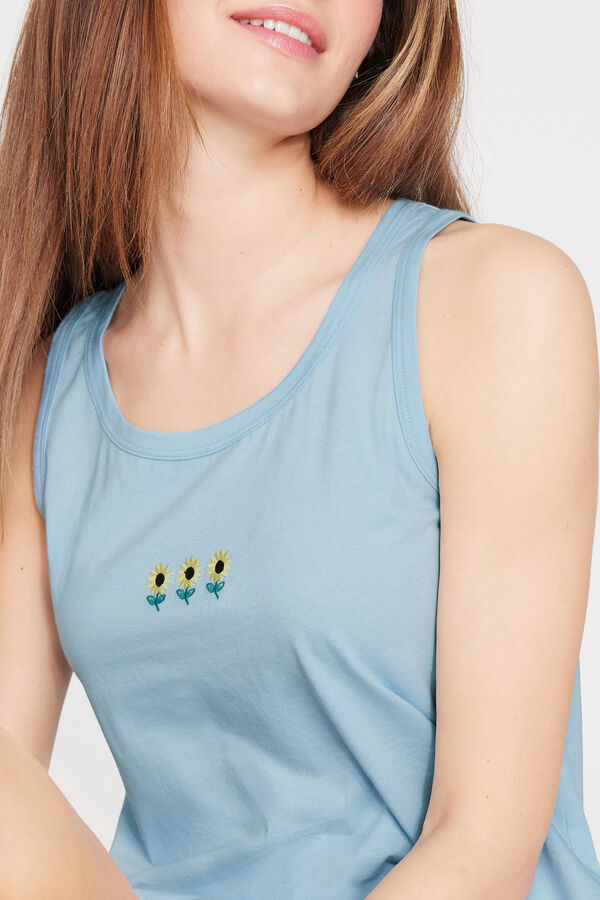 Plain Colour Cotton Camisole with Wide Shoulder Straps  