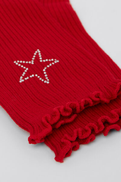 Ribbed Cuffless Short Socks