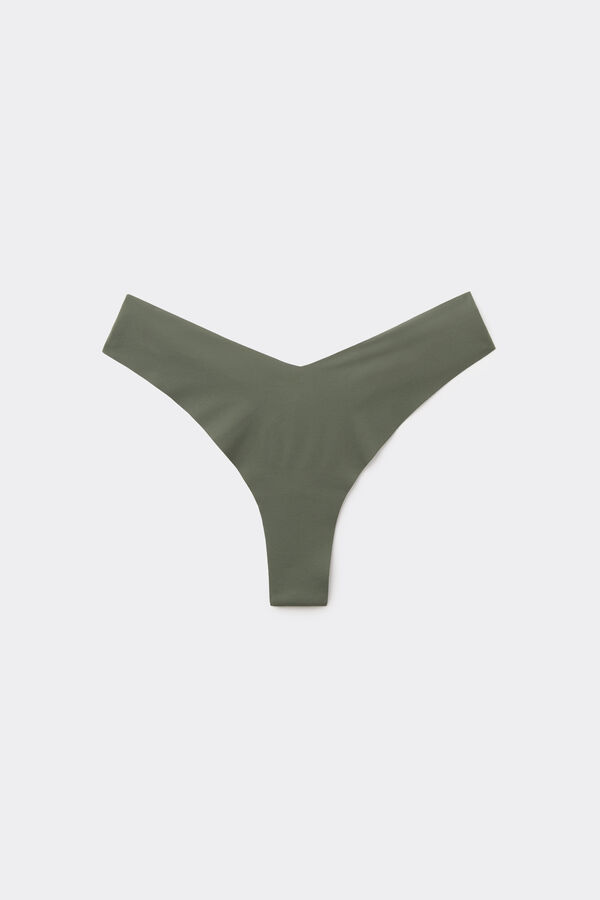 Culotte br&eacute;silienne &eacute;chancr&eacute;e en microfibre recycl&eacute;e sans coutures  