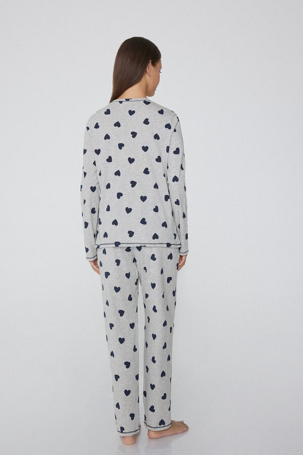 Pijama Largo Algod&oacute;n Estampado Corazones  