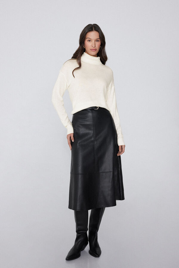 Long Thick Polo Neck Top with Wool  