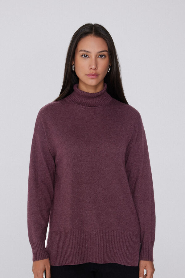 Довгий Щільний Светр із Високим Коміром із Вовною  