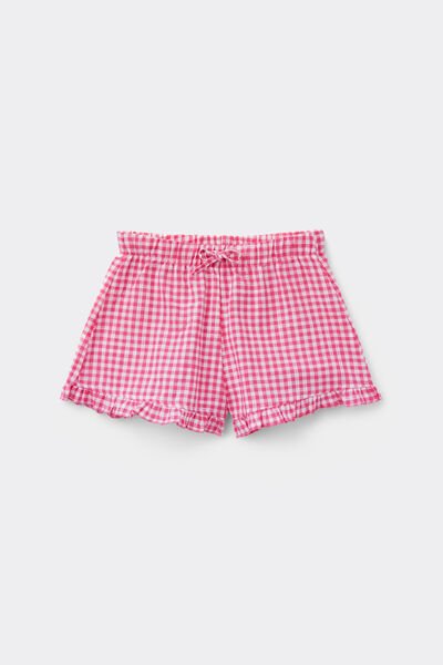 Shorts Bimba Tela Cotone Effetto Lino Ruches