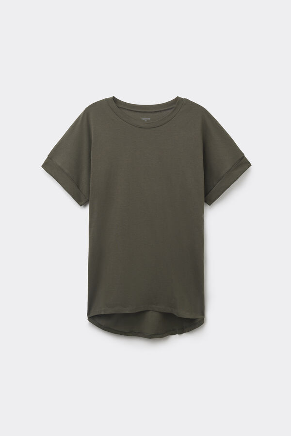 Cotton T-Shirt with Kimono Turn-Up  