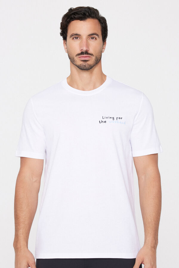 T-shirt 100% Cotone Girocollo con Ricamo  