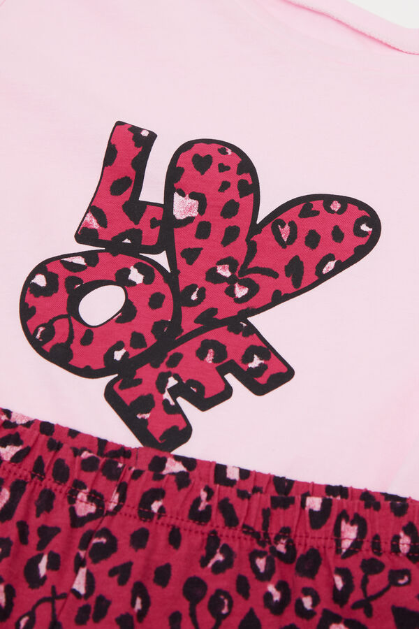 Pijama Comprido Menina Algod&atilde;o Estampado Animalier  