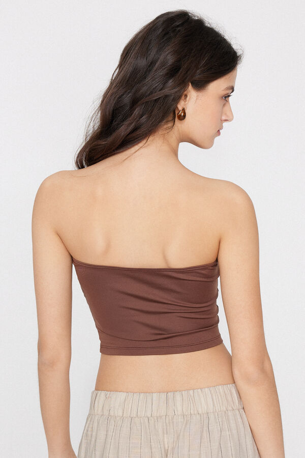 Bawełniany Crop Top Typu Bandeau z Mikrofibry  