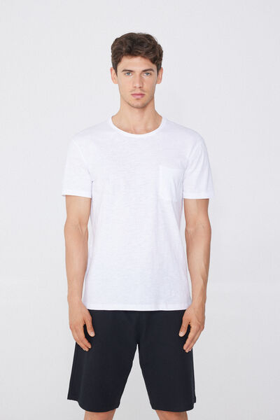 Slub Cotton T-Shirt with Breast Pocket