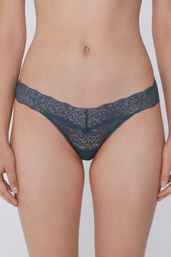 High-Leg Recycled Lace G-String  