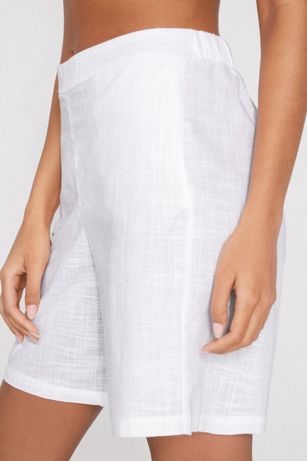 Bermudas Tela Algod&oacute;n Efecto Lino  