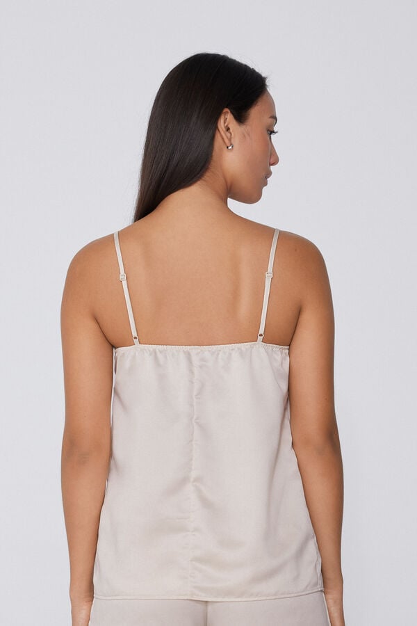 Satin and Lace Camisole with Narrow Shoulder Straps  