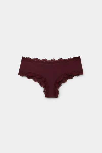 Brazilian-Culotte aus recycelter Mikrofaser und Spitze