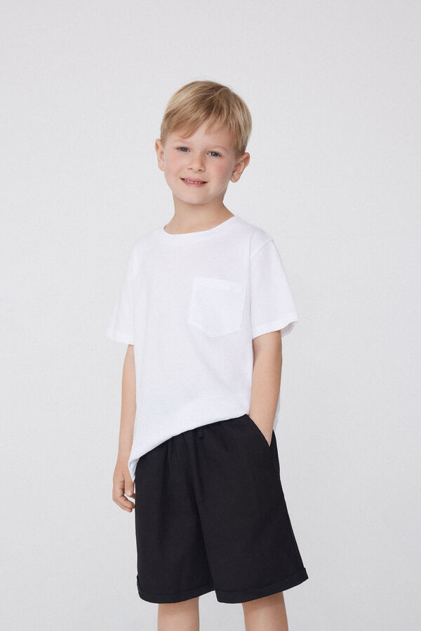 Boys&rsquo; Cotton Round Neck T-Shirt with Pocket  