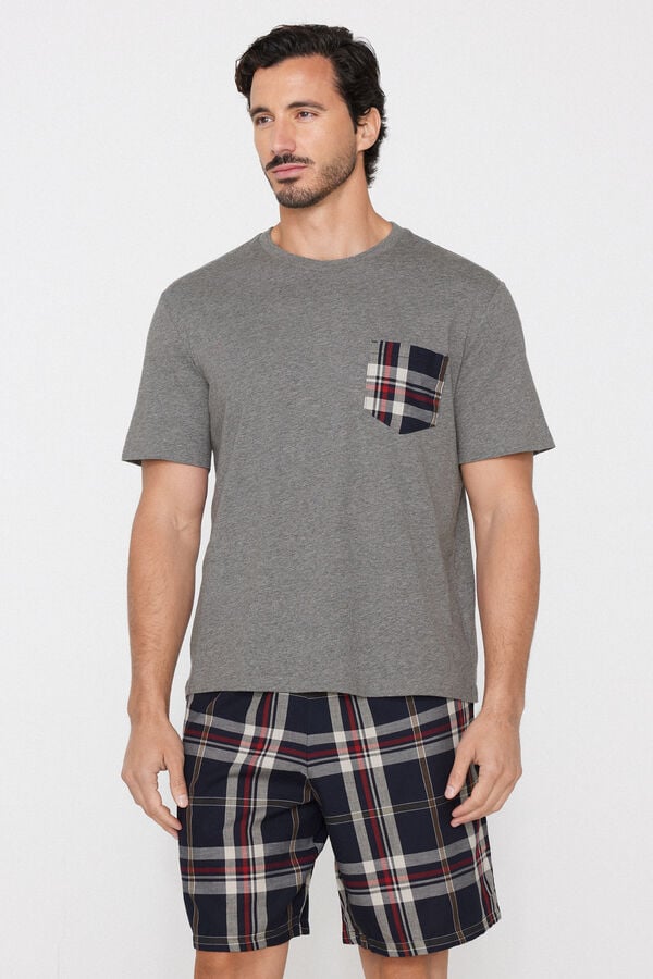 Kr&aacute;tk&eacute; Bavlněn&eacute; Pyžamo s Pl&aacute;těnou Kapsičkou  