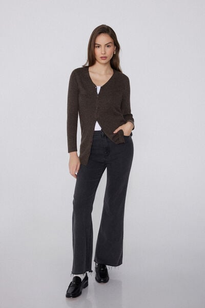 Longline Heavyweight V-Neck Wool Blend Cardigan