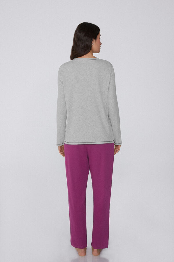 Hossz&uacute; Pamut Pizsama Nyomott Mack&oacute;mint&aacute;val  