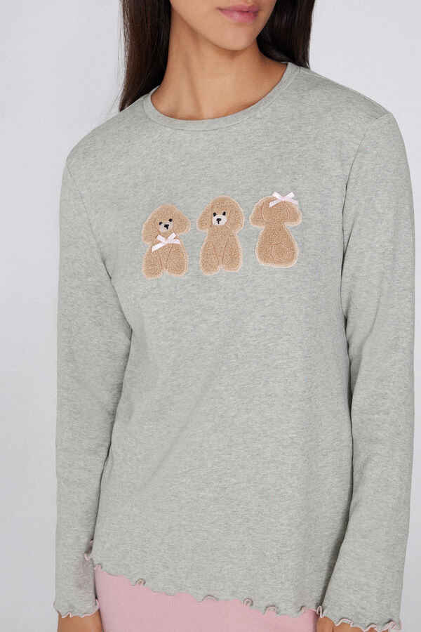 Long Heavy Cotton Pyjamas with Dog Patch  