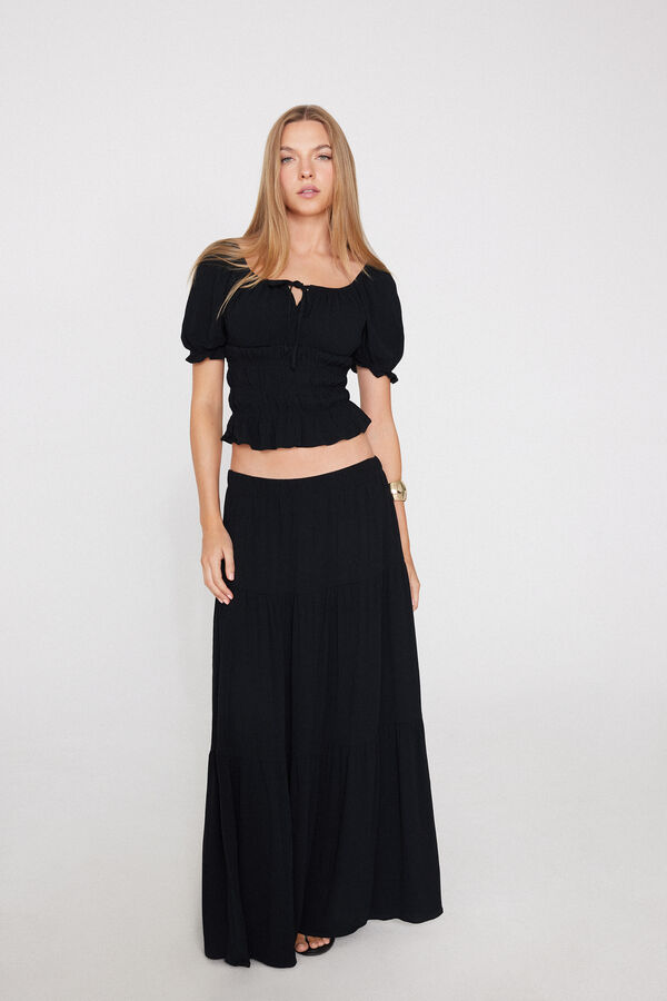 Long Circle Skirt in Crepe Fabric  