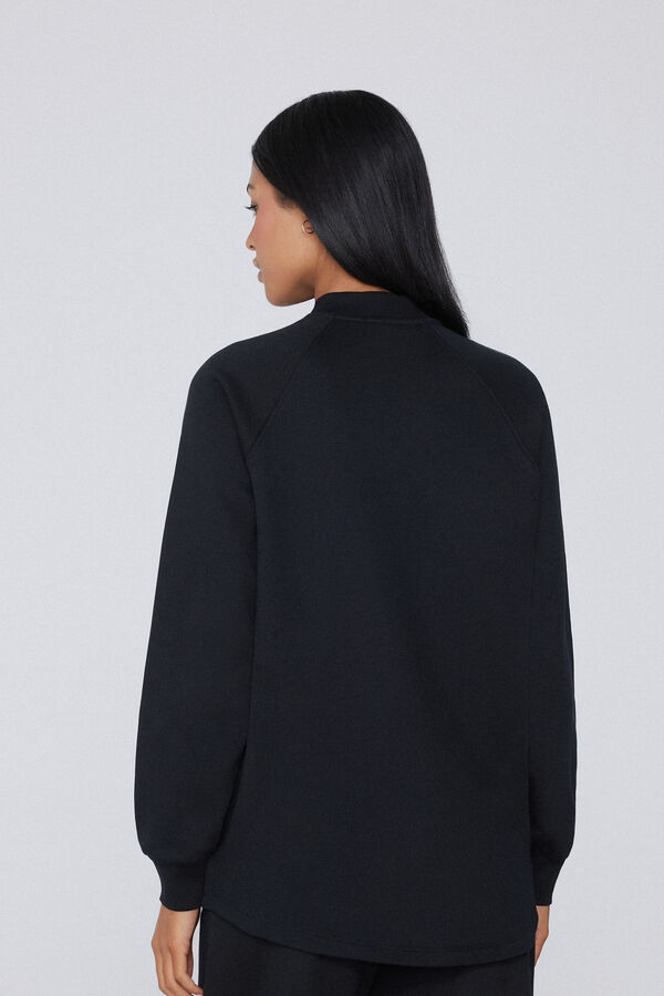 Long Asymmetric Sweatshirt with Zip and Pockets  