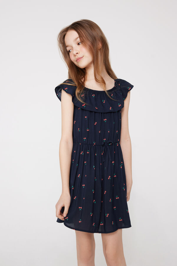 Kleid aus Viskosetuch mit R&uuml;schen  