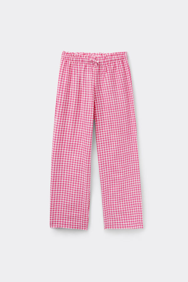 Pantalon Long Fille Toile Coton Effet Lin  