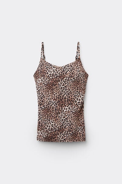 Canotta con Reggiseno Spalline Sottili Stampata Natural Lifting 2 in 1