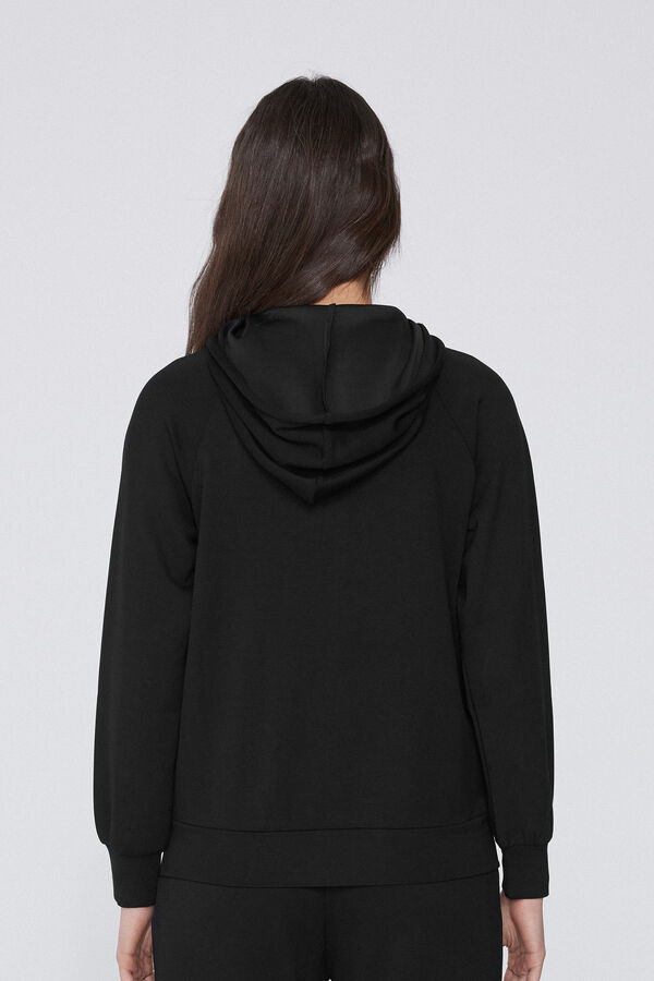 Sweatjacke aus Soft-Touch-Viskose mit Rei&szlig;verschluss und Kapuze  