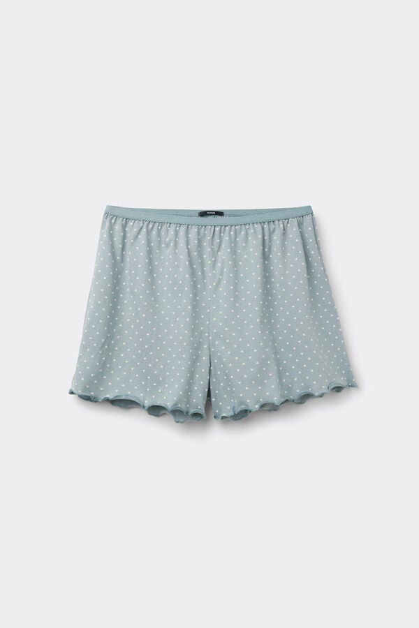 Printed Cotton Shorts with Rolled Hem  