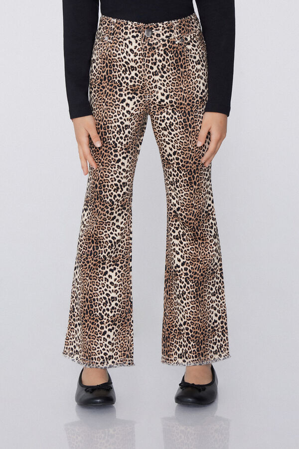 Flared Jeans with Zip and Button  