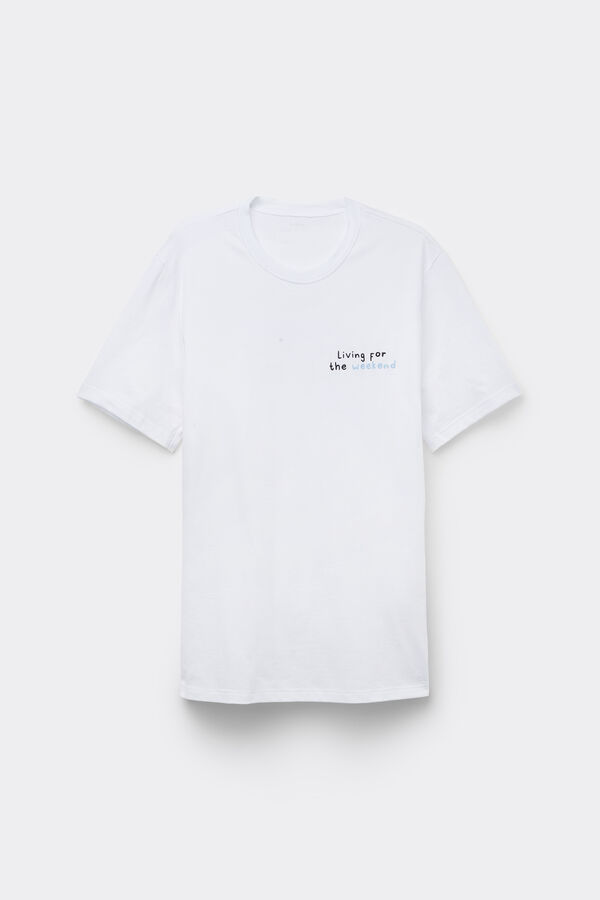 T-shirt 100% Cotone Girocollo con Ricamo  