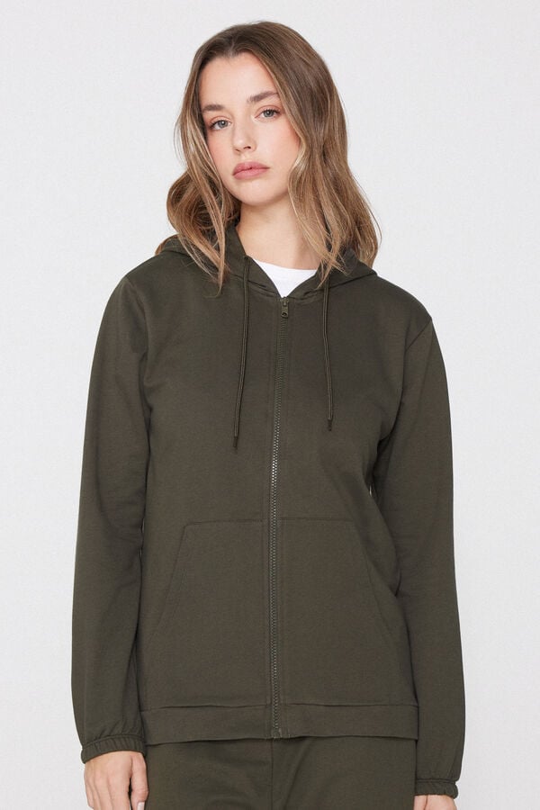 V&eacute;kony Kapucnis Pul&oacute;ver Cipz&aacute;rral &eacute;s &Ouml;sszeh&uacute;z&oacute; Zsin&oacute;rral  