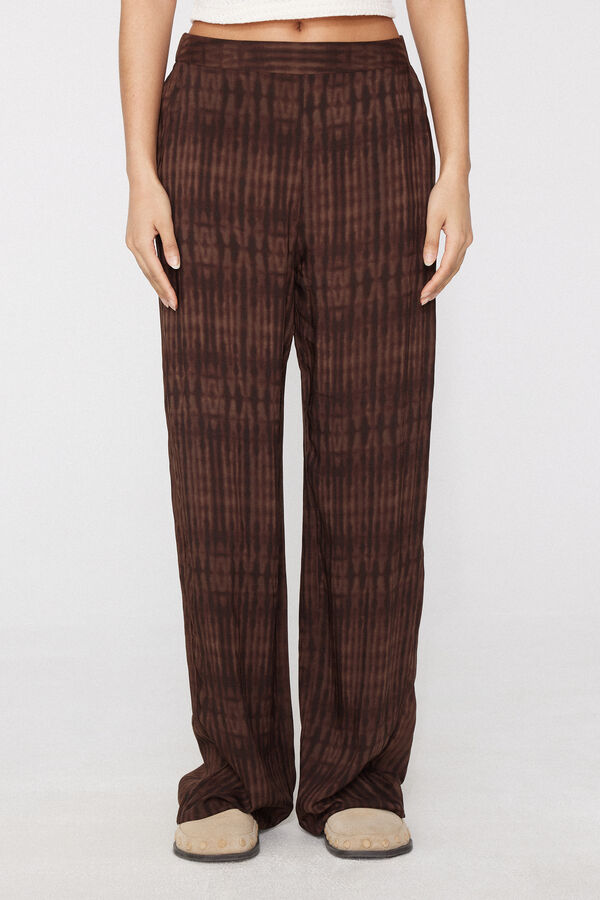 Viscose Canvas Straight-Cut Trousers  