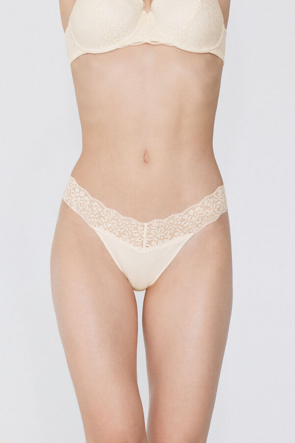 Трусики Бразильяно з Бавовни та Переробленого Мережива  