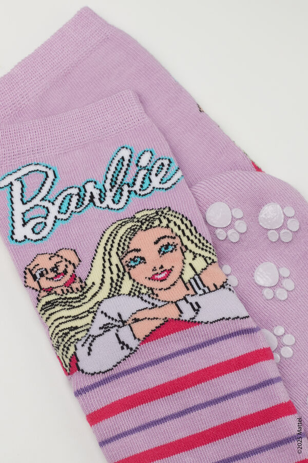 Girls&rsquo; Short Non-Slip Socks with Barbie Print  