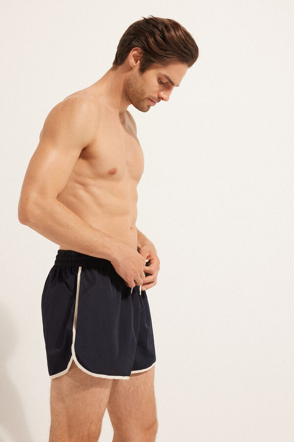 Short Recycled Swimming Shorts with Piping  