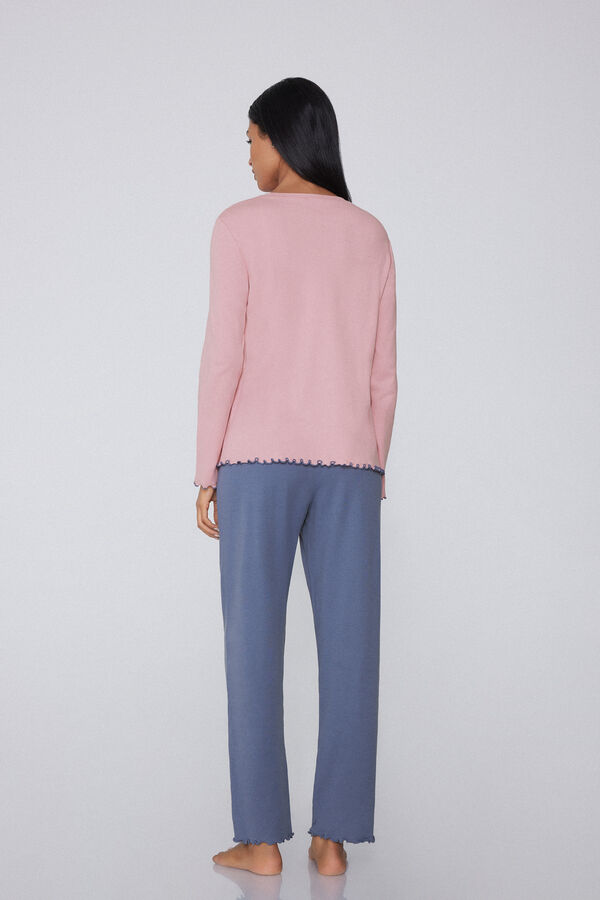 Langer Pyjama aus Baumwolle mit Herz-Print  