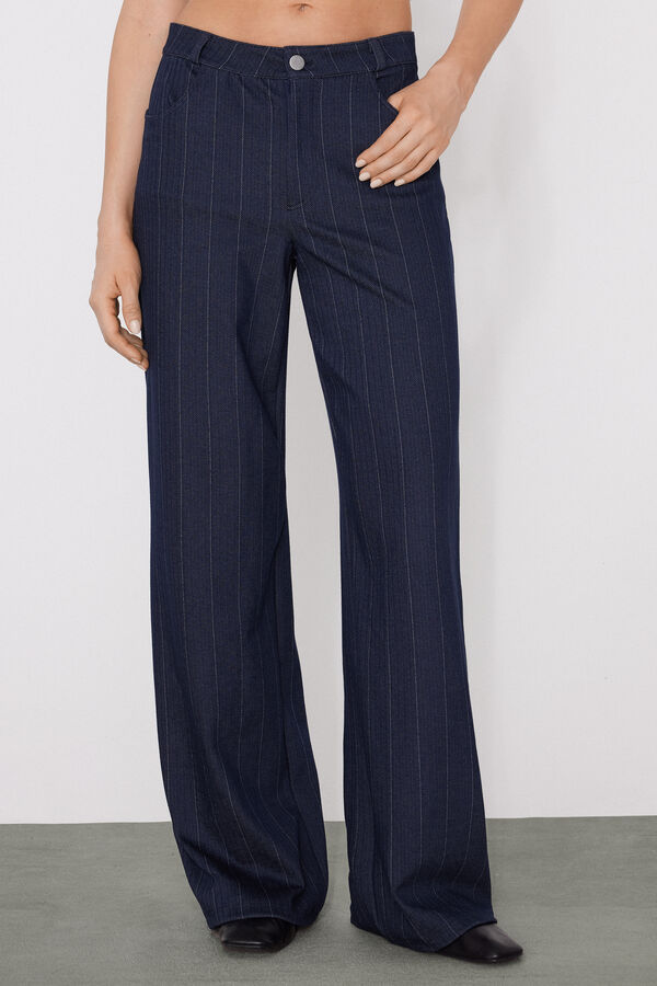 Denim-Effect Palazzo Trousers  