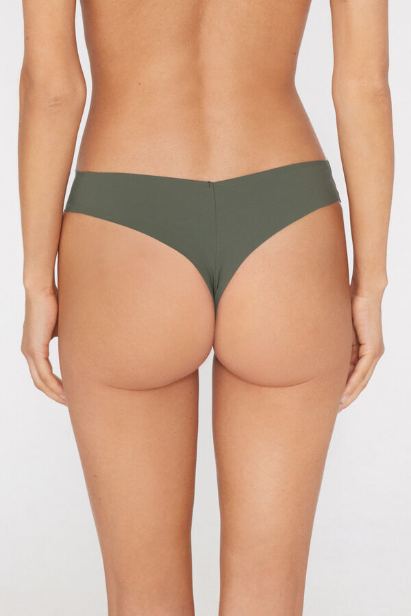 Culotte br&eacute;silienne &eacute;chancr&eacute;e en microfibre recycl&eacute;e sans coutures  