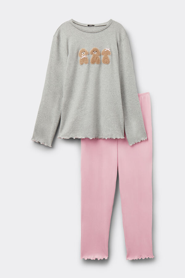 Long Heavy Cotton Pyjamas with Dog Patch  