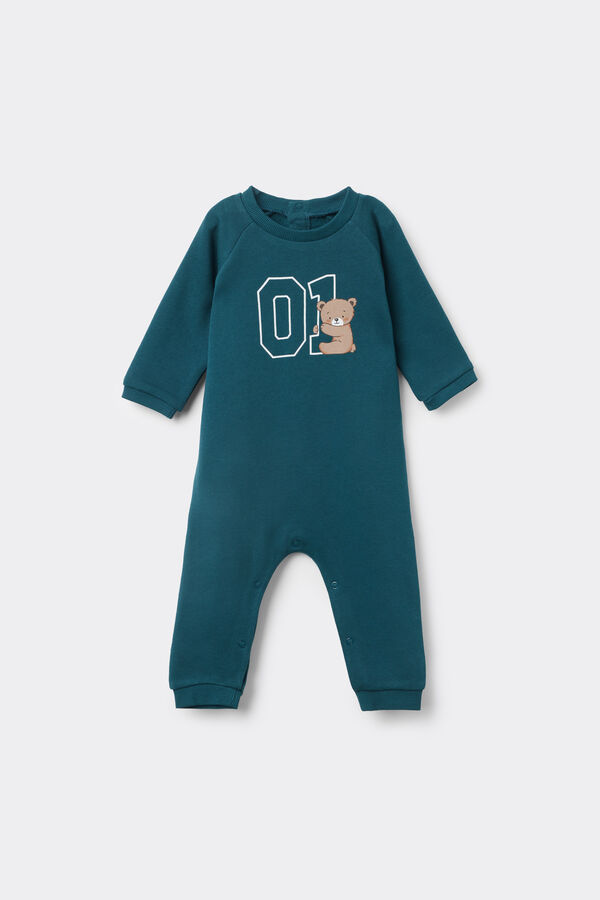 Babystrampler mit langen &Auml;rmeln aus dickem Baumwollsweatstoff  