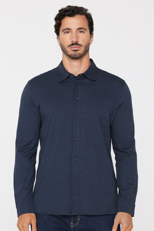 Langarmhemd aus geflammter Baumwolle  