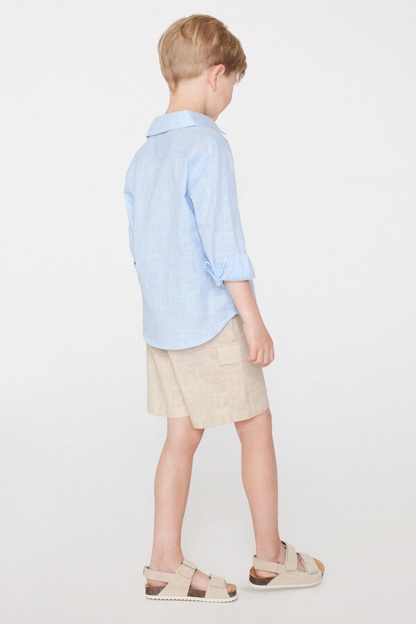 Short Cargo Toile Coton Effet Lin  