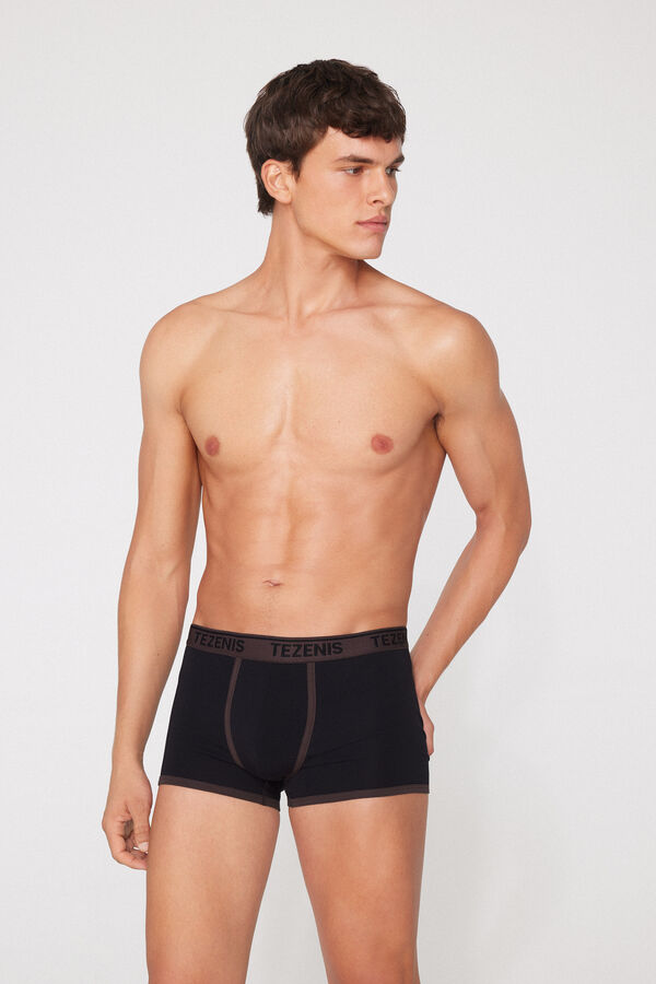 Boxer Coton Biologique Bords Contrastants Logo  