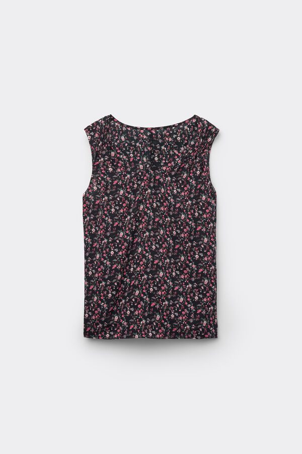 Top aus Viskose mit breiten Tr&auml;gern und Raffungen  