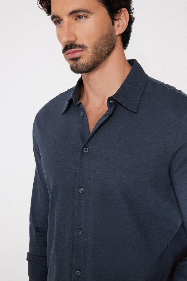 Langarmhemd aus geflammter Baumwolle  