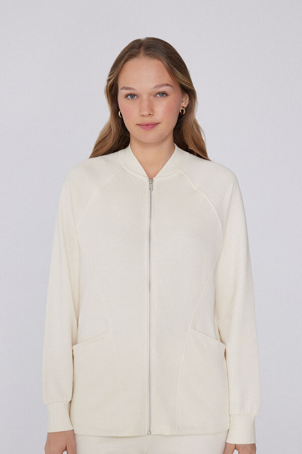 Asymmetric Long Sleeve Zip Sweatshirt with Pockets  